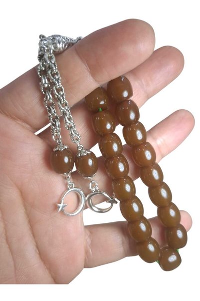 Cekke Tesbih Original Squeeze Amber 11 mm Burnt Antique Amber, Suitable for Daily Use, Prayer Beads