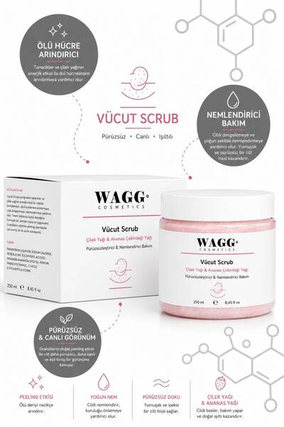 Vücut Scrub – Çilek Yağı & Ananas Çekirdeği Yağı 250 ml - Vücut Peeling