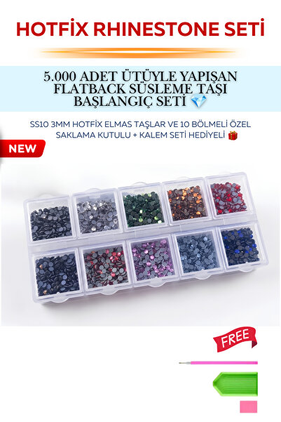 Brextco Store 5.000 Adet SS10 Hotfix Flatback Süsleme Taşı – Ütüyle Yapışan 1...