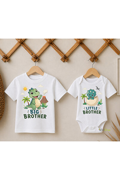 MiniHouse Brother and Sister Combination T-Shirt Dinosaur (Price Is for One P...
