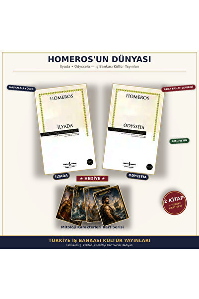 TÜRKİYE İŞ BANKASI KÜLTÜR YAYINLARI Homeros İlyada ve Odysseia 2 Kitap Set İş...