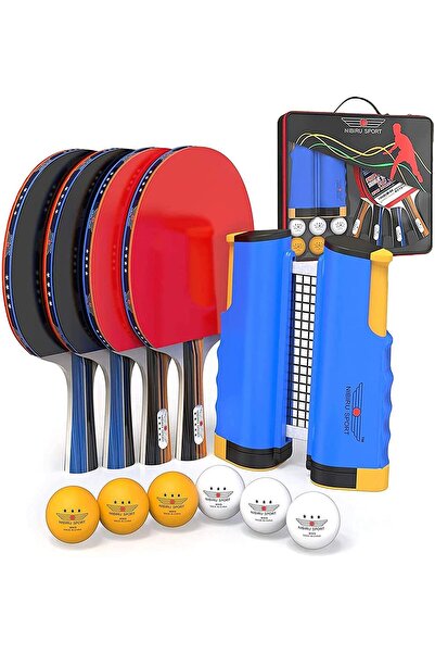 NEONI Table Tennis Paddle Set, 2 or 4 Player Ping Pong Rackets, Retractable N...