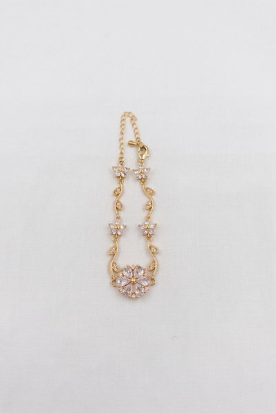 özgül takı ve tasarım Flower Model Zircon Stone Gold Color Stainless Steel Women's Bracelet