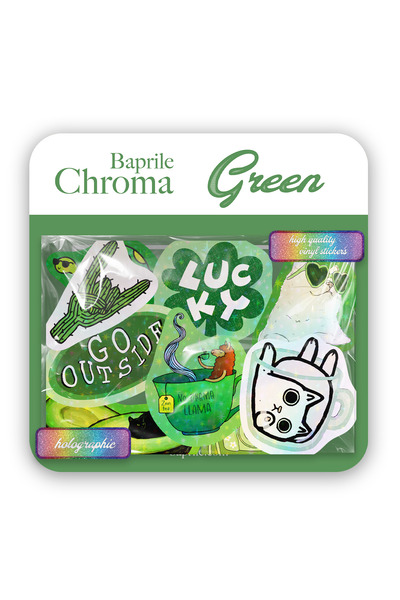 Baprile Yeşil Renk Temalı Hologram Stickerlar 21 Adet Sticker Paketi Suya Day...