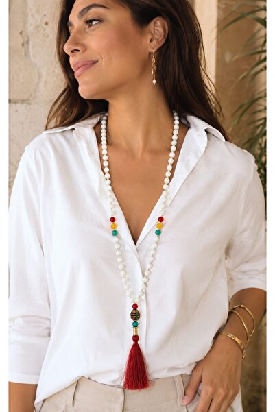 Sinem Şanlı Atelier Luna White Onyx Agate Nepal Long Necklace