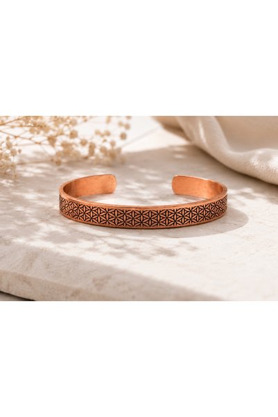 Store Flower of Life Motif Pure Copper Bracelet – Adjustable Clasp Bracelet