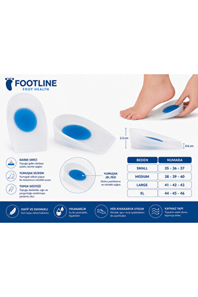 footlıne foot healthly Tam Ortopedik Anatomik Silikon Ayakkabı Topukluk Topuk...