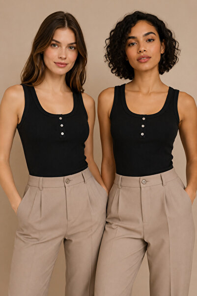 Nymora Women's 2-Piece U-Neck Buttoned Thick Strap 95% Cotton Camisole Unders...