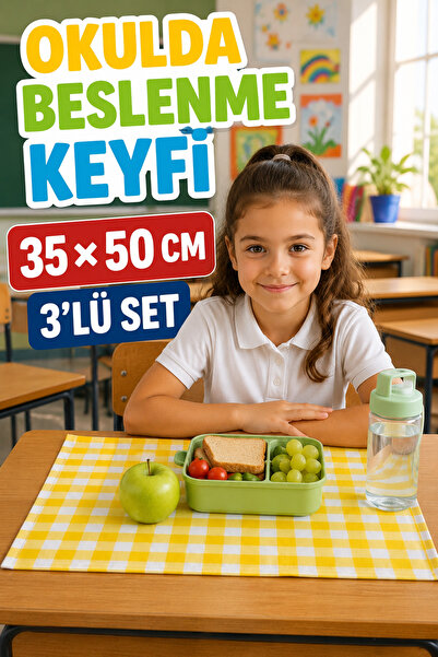 Soft Kare Leke Tutmaz ve Sıvı Geçirmez Beslenme Örtüsü 35×50 cm – İlkokul ve ...
