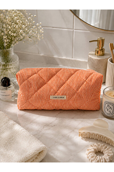 lumi Studio Carry All XL Turuncu Pötikare Kapitone Organizer Çanta – Saç Şeki...