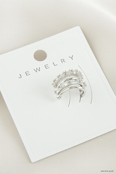 ZERO LAND Spt-Gld Zircon Stone Luxury Cartilage Earrings (165545) Silver Color