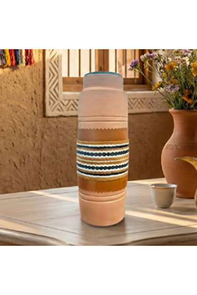 AMAD CRAFT إبريق ماء صحي مصنوع من الفخار الإنجليزي، مصنوع يدويًا ومزين بالجلد...