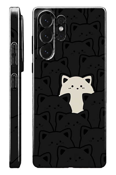 WANNA PROTECT Samsung S25 Ultra Beyaz Kedi Protect Slim Parlak Tam Kaplayan B...