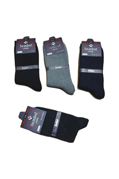 EfemİcGiyim Mixed Color Seamless Men's Long Winter Towel Socks 12-Pack