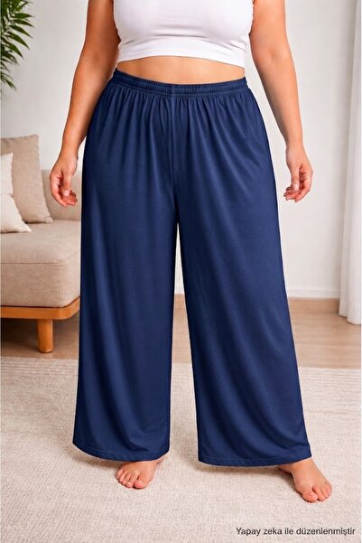 SEWANO Women's Plus Size 100% Cotton Oversize Combed Cotton Wide Leg Pants