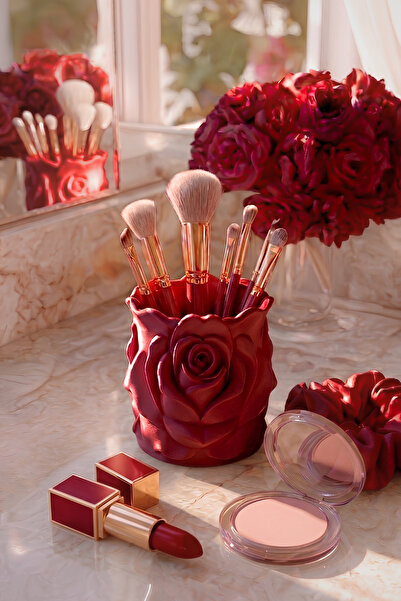 END DESİGN TİCARET VE MARKET Velvet Rose 11cm Bioplastic Rose Design Makeup O...