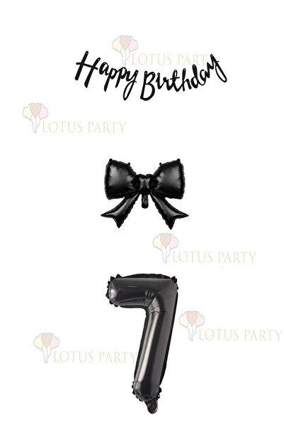 LOTUS PARTY Small Black Ribbon Balloon 1 Piece - 1 Piece Black 76 cm Number B...