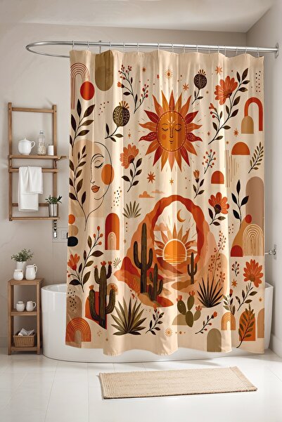 EVPANYA Bathroom Curtain, Bohemian Sun and Icons Patterned Shower Curtain, Ba...