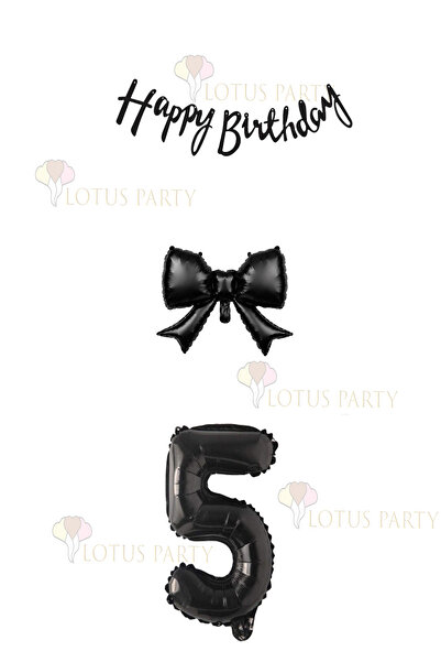 LOTUS PARTY Small Black Ribbon Balloon 1 Piece - 1 Piece Black 76 cm Number B...