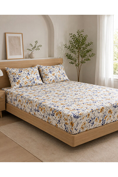 H&F Trendline Floral Patterned King Size Double Elastic Sheet Set 180X200X30 ...