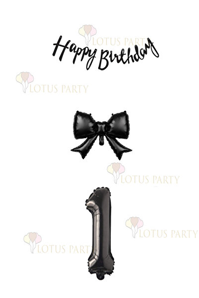 LOTUS PARTY Small Black Ribbon Balloon 1 Piece - 1 Piece Black 76 cm Number B...