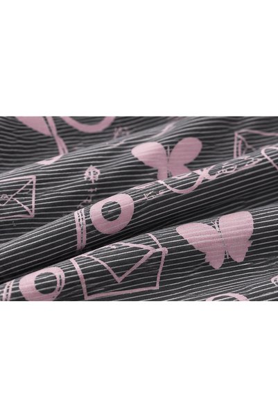 H&F Trendline Set cearșafuri duble cu model Love, dimensiune king size, 180x200x30 cm, 2 fețe de pernă cu fermoar 50x70 cm