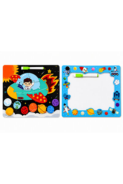 Stuniko Joc pentru Copii 2 in 1, Puzzle Educativ cu Racheta si Sistemul Solar...