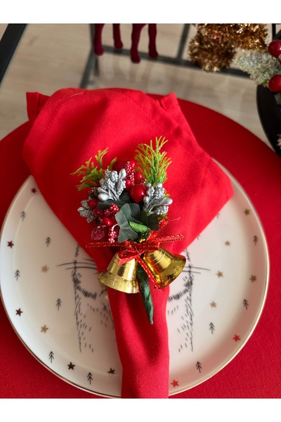 Ayd Home 6-Piece Silver Floral Christmas Napkin Ring Buckle Christmas New Year Tableware