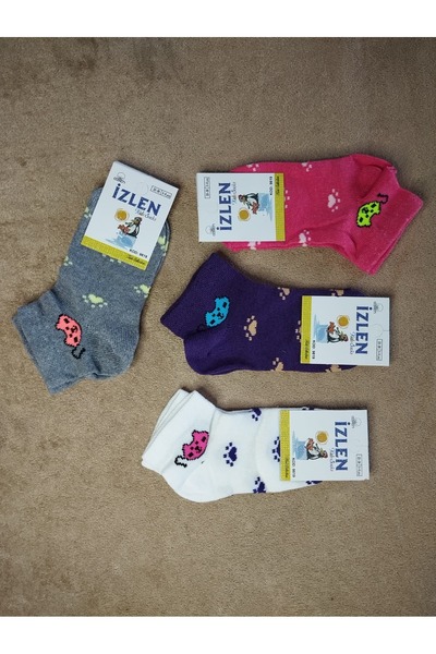 EfemİcGiyim 5-6 Years Old Girls' Patterned Booties Socks 12 Pack
