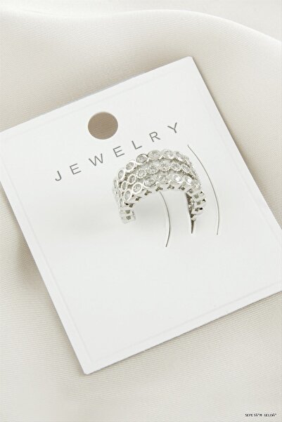 ZERO LAND Spt-Gld Round Zircon Stone Luxury Cartilage Earrings (165548) Silve...