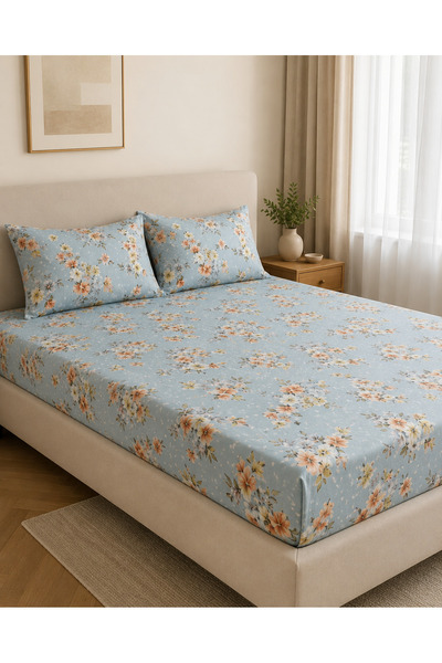H&F Trendline Floral Patterned King Size Double Elastic Sheet Set 180X200X30 ...