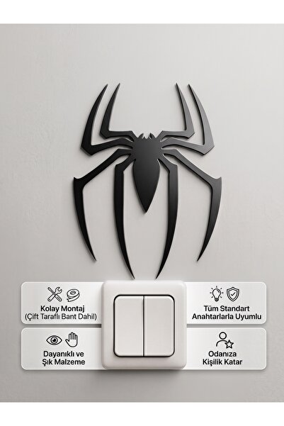 YEK Printer Dekoratif Örümcek Duvar Süsü – 3D Baskı Modern Duvar Dekoru 🕷️