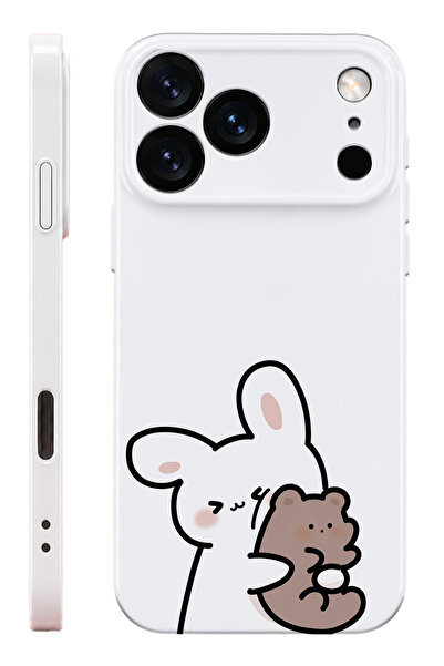 WANNA PROTECT iPhone 17 Pro Tavşan Protect Slim Parlak Tam Kaplayan Baskı Kam...