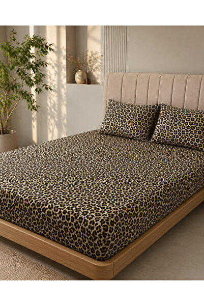 H&F Trendline Leopard Pattern King Size Double Elastic Bed Sheet Set 180X200X...