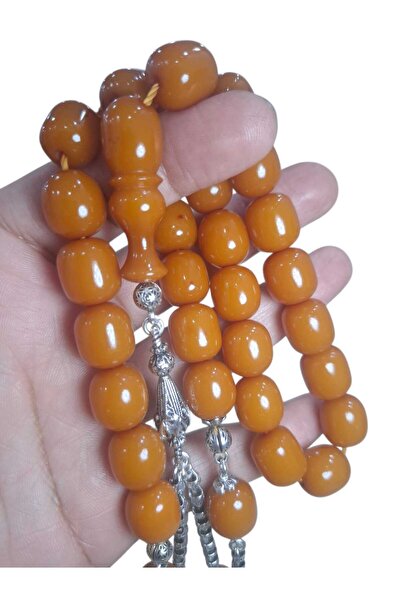 Cekke Tesbih Sıkma Kehribar Efe Zaza Set 13*15 mm Burnt Antique Amber Suitabl...