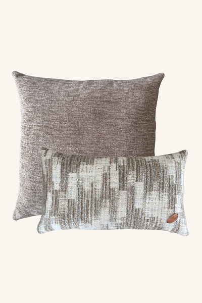 Maison Pactole Set of 2 Abstract Patterned Brown Beige Stuffed Throw Pillows