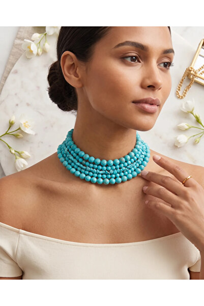 Dorvina Natural Stone Women's Necklace Turquoise Turquoise Stone Choker Chock...