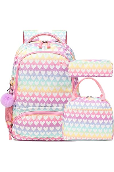 Generic 3-in-1 cute backpack set for girls| Shimmery Glitter Leather| 3 desig...