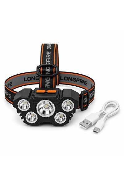 NovaBox Rechargeable headlamp with 5 LEDs and 4 modes, NB-034