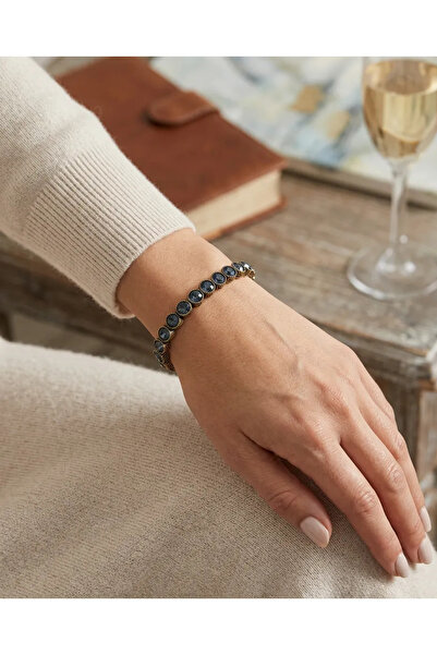 Dorvina Bronze Women's Bracelet Authentic Copper Smoked Zircon Row Stone Vint...