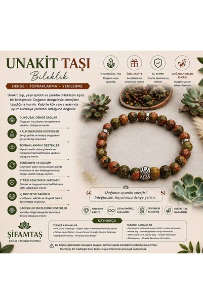ŞİFAMTAŞ Unakit Natural Stone Bracelet