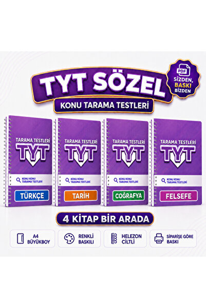 Modus Yayınları TYT Sözel MEBİ Konu Tarama Testleri 4'lü Set Türkçe Tarih Coğ...