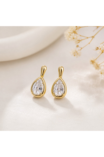 Archhazel Jewelery Drop Stone Gold Earrings