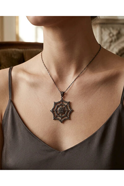 Dorvina Bronze Women Necklace Authentic Copper Jewelry Gothic Spider Web Vintage