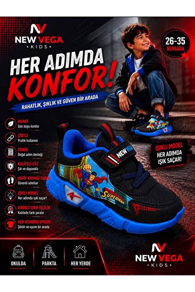madam gold Çocuk Işıklı Unisex Bej Termo Taban Yanı Şeritli Cırtlı Bağcıklı S...