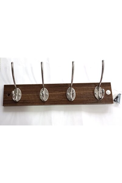 Handmade Cuier din lemn maro cu 4 agatatori