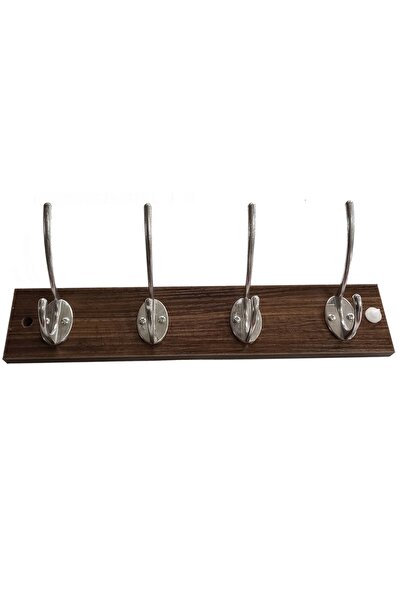 Handmade Cuier din lemn maro cu 4 agatatori