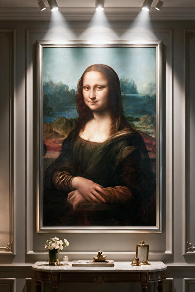 ARTAN GALLERY Mona Lisa Leonardo da Vinci İtalyan Kadife Tablo 40 mm Kalın Çe...