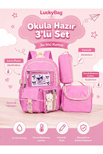 Nico Korean Kawaii Style Boys Girls School Bag with Accessories Girls' and Bo...