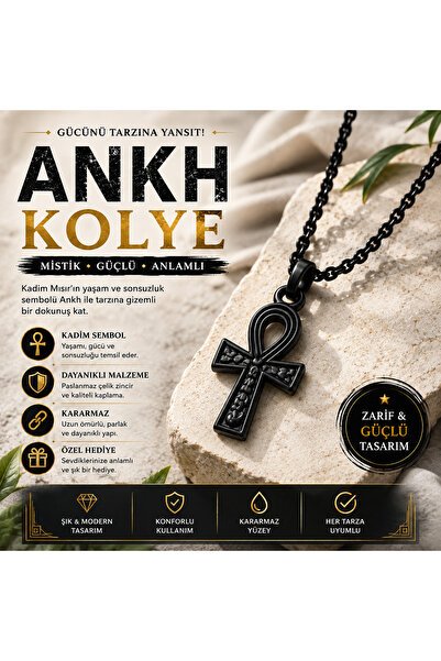 FG KONNİCHİWA HAÇ ISTAVROZ NIL KEY STEEL PENDANT WITH HAIR ICON MOUNT